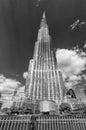 DUBAI - NOVEMBER 22, 2015: Black and white view of Burj Khalifa