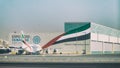 DUBAI - NOVEMBER 22, 2015: Exterior view of Dubai International Airport. Dubai is a famous destination for tourists