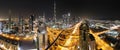 Dubai panorama in the late evening