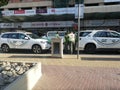 Dubai police men standing together and discussing Royalty Free Stock Photo