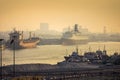 Dubai port view at sunset