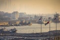 Dubai port view at sunset