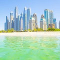 Dubai skyline, beach and skyscrapers, UAE Royalty Free Stock Photo