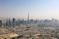 Dubai skyline Burj Khalifa Downtown aerial view photography Royalty Free Stock Photo