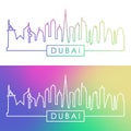 Dubai skyline. Colorful linear style.