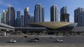 Dubai skyline and metro station, United Arab Emirates, UAE