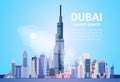 Dubai Skyline Panorama, Modern Building Cityscape Business Travel And Tourism Concept