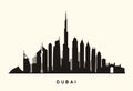 Dubai skyline silhouette Royalty Free Stock Photo