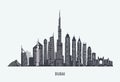 Dubai skyline silhouette Royalty Free Stock Photo