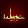 Dubai skyline silhouette on vintage background