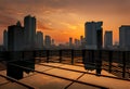 Dubai skyline at sunset