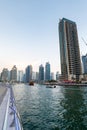 Dubai skyscrapers in Dubai Marina area, United Arab Emirates. Royalty Free Stock Photo