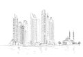 Dubai. Skyscrapers of the Dubai Marina. Sketch collection