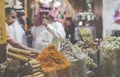 Dubai Spice Souk or the Old Souk is a traditional market in Dubai, United Arab Emirates (UAE), selling a variety of fragrances Royalty Free Stock Photo