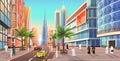 Dubai Street, Cityscape of UAE City Skyline Vector