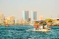 Dubai. In the summer of 2016. The crossing of the canal in the old town of Deira to the old Arab boat Dhow.