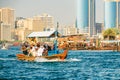 Dubai. In the summer of 2016. The crossing of the canal in the old town of Deira to the old Arab boat Dhow.
