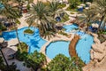 Dubai. In the summer of 2016. The green oasis on the The Ritz Carlton Dubai hotel.