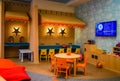 Dubai. In the summer of 2016. Modern and bright interior children`s room at Sheraton Sharjah Beach Resort & Spa.