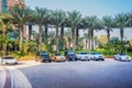 Dubai. Summer 2016. Parking luxury cars in front of the hotel Atlantis The Palm