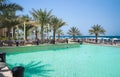 Dubai. In the summer of 2016. Water oasis of the Rixos Bab Al Bahr hotel on the Persian Gulf, Ras Al Khaimah. Royalty Free Stock Photo