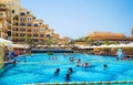 Dubai. In the summer of 2016. Water oasis of the Rixos Bab Al Bahr hotel on the Persian Gulf, Ras Al Khaimah. Royalty Free Stock Photo