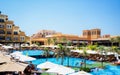 Dubai. In the summer of 2016. Water oasis of the Rixos Bab Al Bahr hotel on the Persian Gulf, Ras Al Khaimah. Royalty Free Stock Photo
