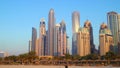 Dubai sunset buildings 4k time lapse from the beach