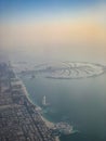 Dubai city view from an airplane window Royalty Free Stock Photo