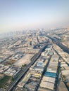 Dubai city view from an airplane window Royalty Free Stock Photo