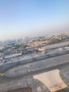 Dubai city view from an airplane window Royalty Free Stock Photo
