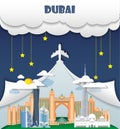 Dubai travel background Landmark Global Travel And Journey Infographic Vector Design Template. illustration