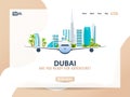 Dubai. Travel banner or web template for web site or landing page. Time to travel. Vector UI illustration.