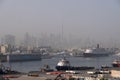 View of Dubai Port with Burj Khalifa as background