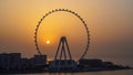 Dubai, UAE. Amazing aerial view of the Ain Dubai at sunset. An iconic landmark close to Dubai Marina