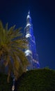 Dubai, UAE - 03/31/2020 : Burj Khalifa at night: in Downtown skyline, United Arab Emirates. Royalty Free Stock Photo