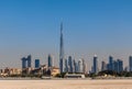 Dubai, UAE 01/15/201- Burj Khalifa, World Tallest Tower. A view from Sheikh Zayed Road, Residen Royalty Free Stock Photo