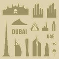 Dubai UAE city vector icon symbol silhouette set Royalty Free Stock Photo