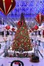 DUBAI, UAE - DEC 10: Christmas tree and decorations at the Wafi Mall in Dubai, UAE, as seen on Dec 10, 2017. The complex