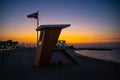 Lifeguard station at Jumeirah Beach Dubai during sunset Royalty Free Stock Photo