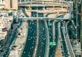 DUBAI, UAE - DECEMBER 08, 2015: Aerial view of Sheikh Zayed highway road in Dubai