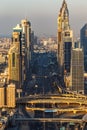 DUBAI, UAE - DECEMBER 17, 2015: Downtown Dubai towers in the evening.