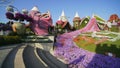 Dubai, UAE - December 14, 2019: Dubai Miracle Garden in the UAE. It has over 45 million flowers. Royalty Free Stock Photo