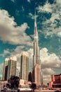 DUBAI, UAE - DECEMBER 8, 2015: Dubai's Burj Khalifa, the tallest building in the world. Royalty Free Stock Photo