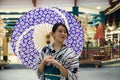 Portrait of an Japan girl to meet guests in the pavilion Japan o