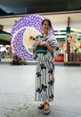 Portrait of an Japan girl to meet guests in the pavilion Japan o