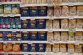 Dubai UAE December 2019 - Selection of italian pasta on the shelves in a supermarket. Pasta aisle with shelves in a Supermarket.