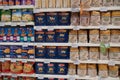 Dubai UAE December 2019 - Selection of italian pasta on the shelves in a supermarket. Pasta aisle with shelves in a Supermarket.