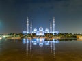 Sheikh Zayed Grand Mosque in Abu Dhabi UAE, shot at night. The largest mosque in the country. Royalty Free Stock Photo