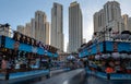 Dubai UAE - December 25 2019: The Walk at Jumeirah Beach Residence during New Years holidays Royalty Free Stock Photo